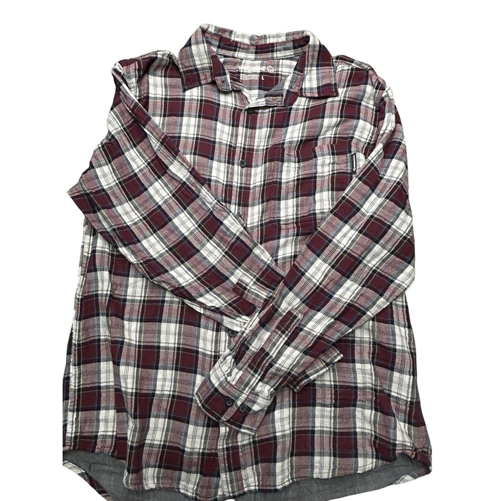 Wolverine Red Plaid Flannel Shirt Mens L‎ Rubbed Workwear Button up Long Sleeve